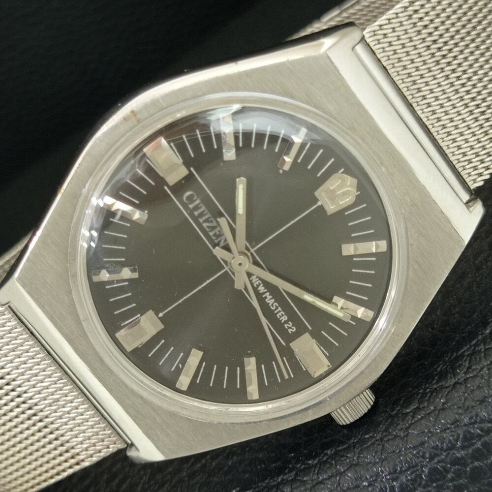 Vintage 1977 Citizen Manual Wound Mens Silver Watch & Silver accents
